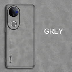 Sleek Matte Leather Shockproof Case - Soft Skin Feel Back Cover & Protector for Vivo V50 (GRAY)