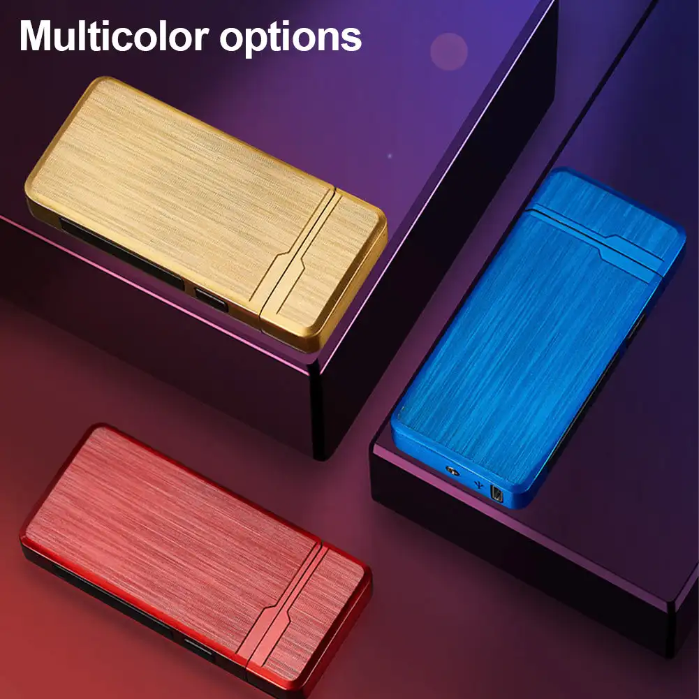 Newest USB Electric Lighter Windproof Lighter Double Arc Flameless USB Power Display Touch Lighters Gift