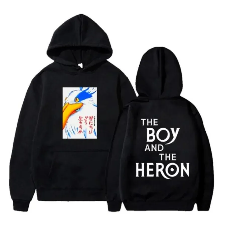 Homens e mulheres de anime japonês Hoodie, The Boy and The Heron, moletom extragrande, streetwear, pulôver Hip Hop, jaqueta com