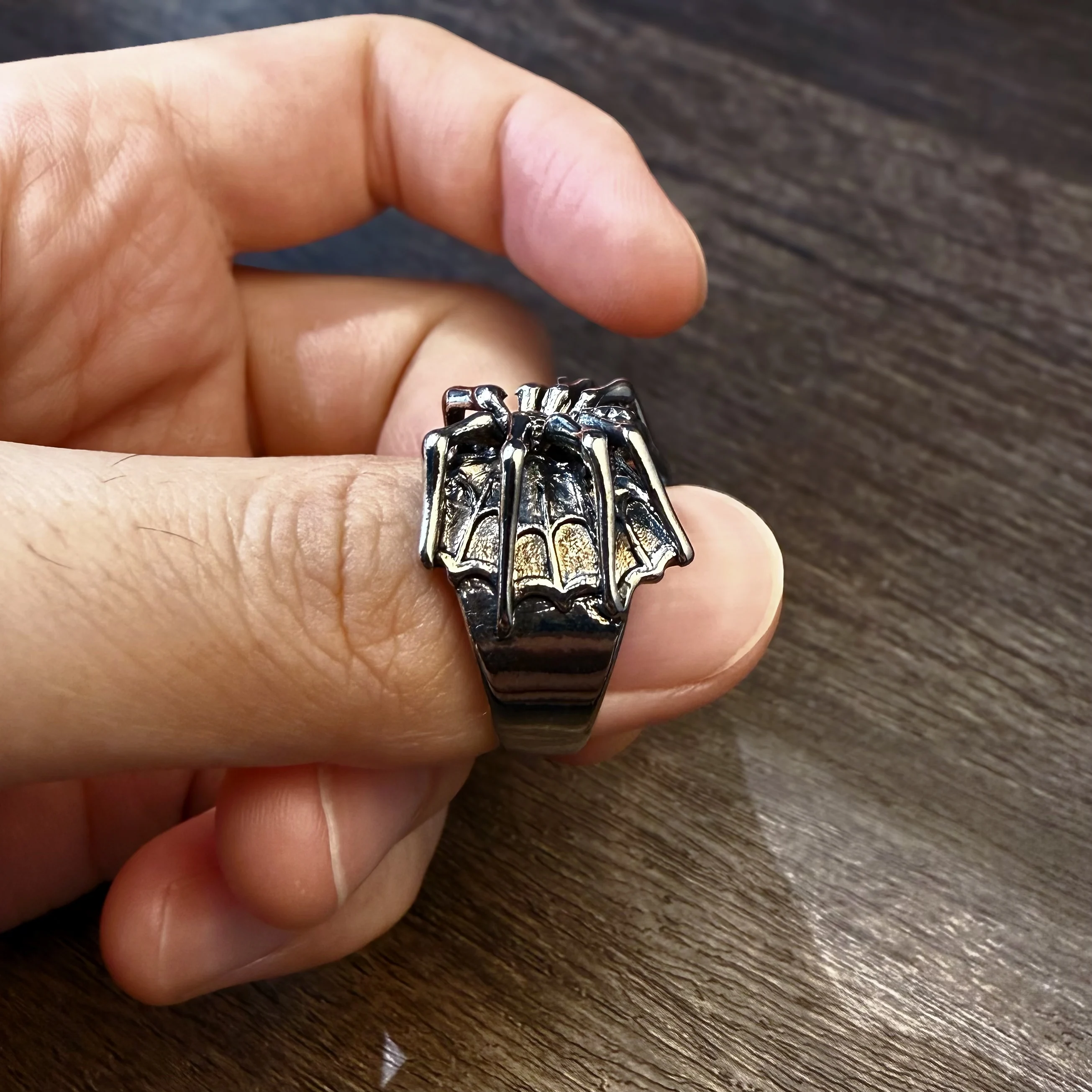 Retro Spinne Verstellbarer offener Ring für Männer Punk Gothic Edgy Schmuck Unisex Vintage Legierung Zubehör Cosplay Halloween Geschenk – Detail 8