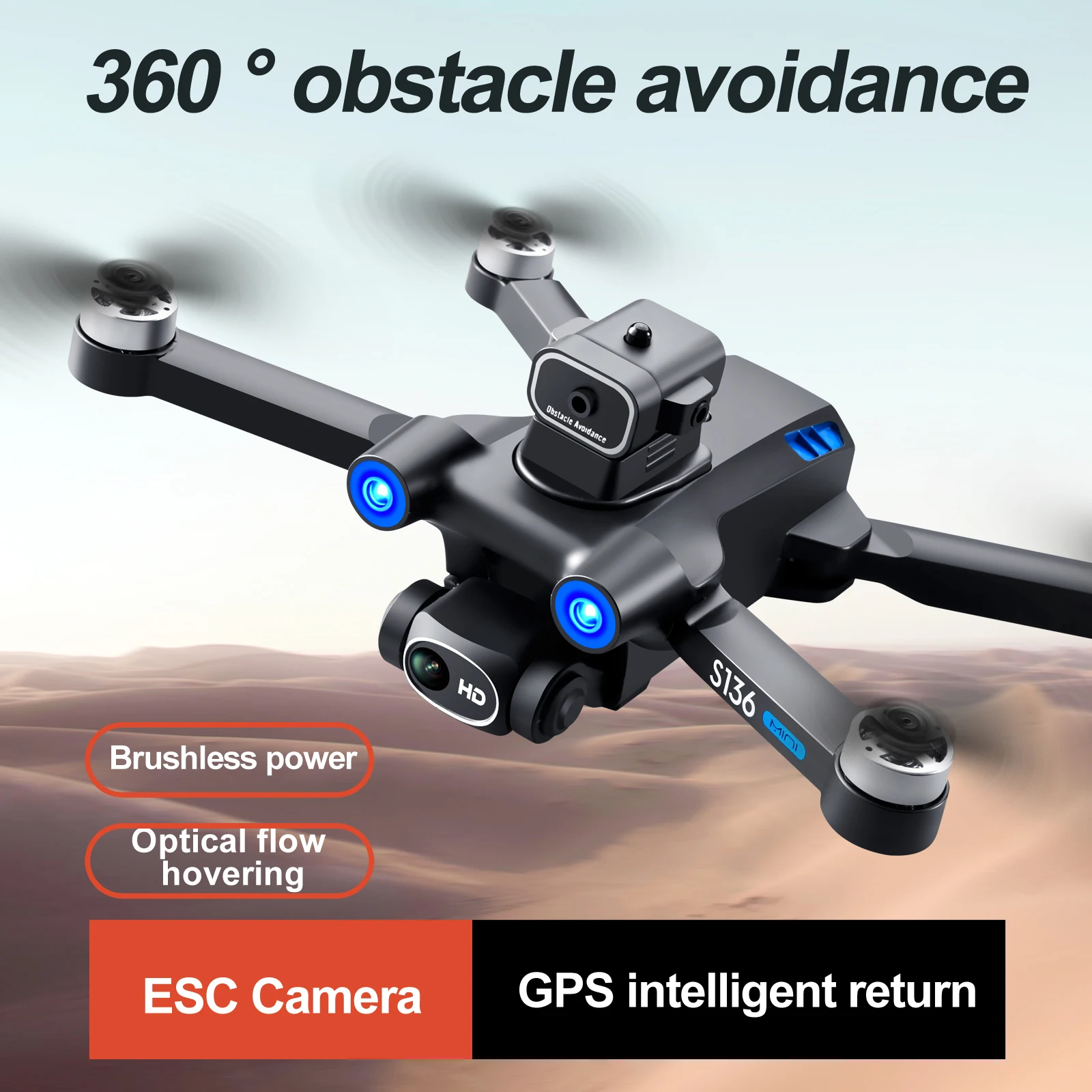 

S136 GPS Rc Drone 4K HD Dual Camera Professional Aerial Photography Obstacle Avoidance Brushless Helicopter Foldable Quadcopter