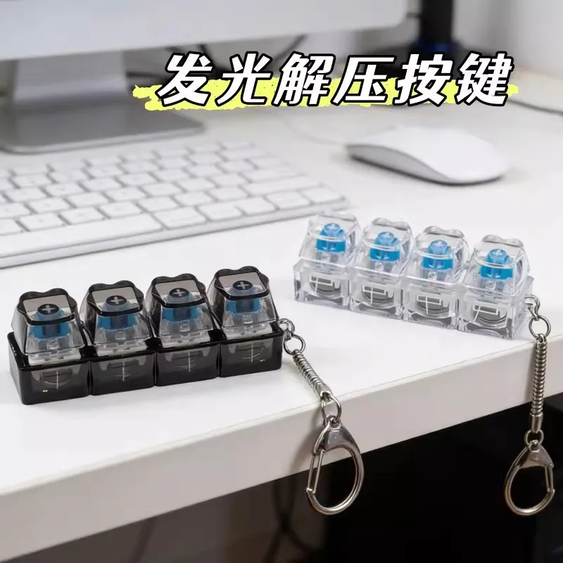 -LED 피젯 버튼 4eys 키보드 테스터; 스트레스 해소를 위한 기계식 키캡 장난감...