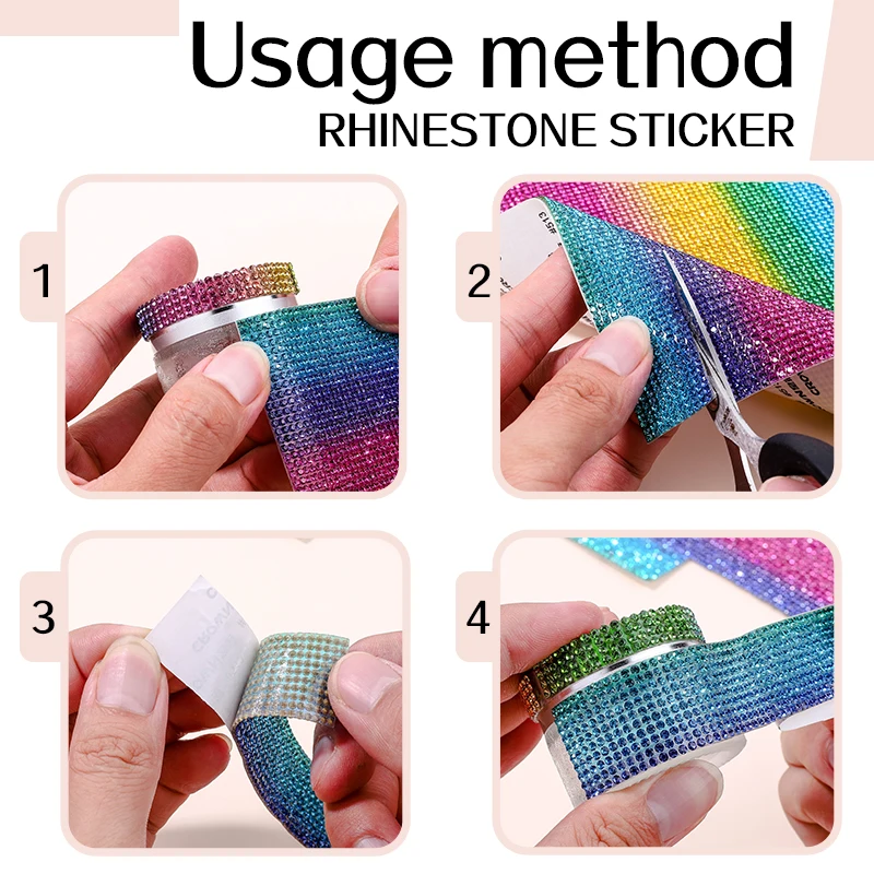Ducrystal 24*40CM 1Pcs 자기 접착제 라인 석 스티커 유리 라인 석 다채로운 스티커 DIY 공예 의류. 가방 및 장식
