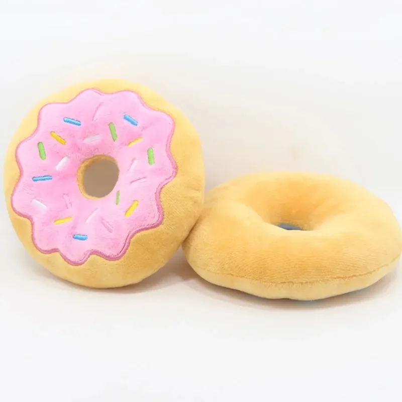 Dog Toys Donut Plush Soundmaking Cute Toy Pets Dog Squeaky Sound Funny Interactive Bite-Resistant Chew Biting Teeth Grinding 6