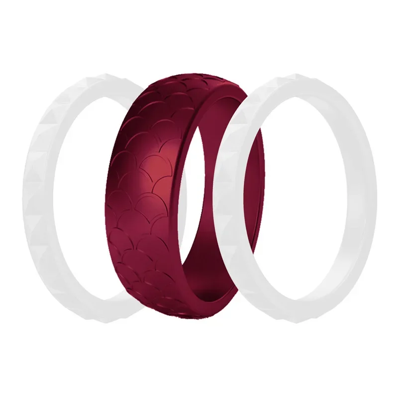 Squama Scales Sports Silicone Rings for Women Wedding Hypoallergenic Flexible Finger Accessories Gift finger ring ring set 3 pcs/Set