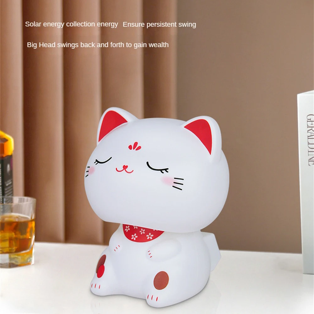 

Новинка, большая головка на солнечной батарее, украшение в виде кошки на удачу, креативное украшение салона автомобиля, многофункциональные подходящие маленькие украшения для кассы магазина