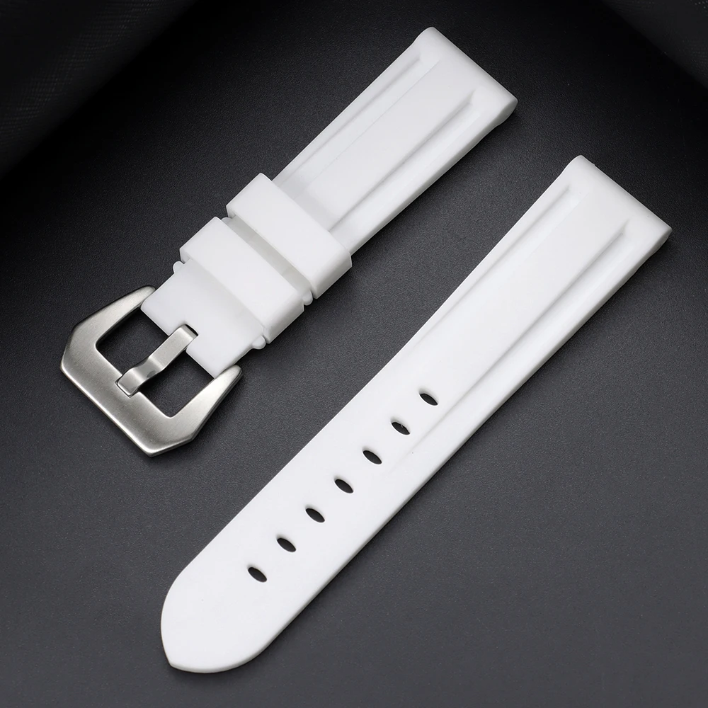 Stitching Sports Silicone Watchbands - Soft Comfortable Rubber Strap in Blue, Black, and Brown