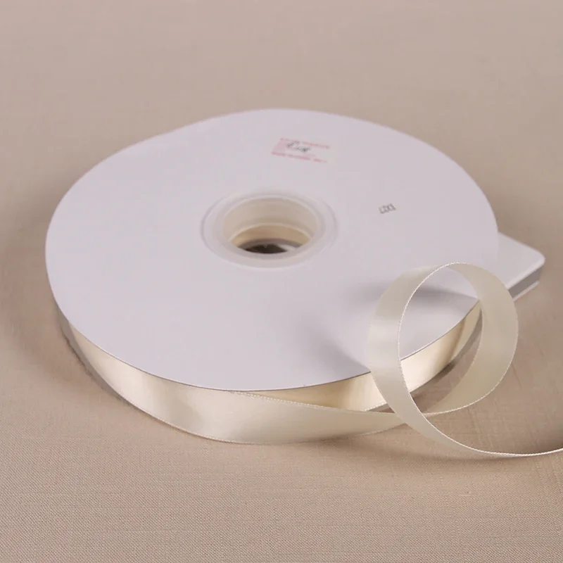 (91 meters/roll) Beige Single Face Satin Ribbon Gift Wedding Christmas Decoration DIY Webbing Card Gift Wrapping