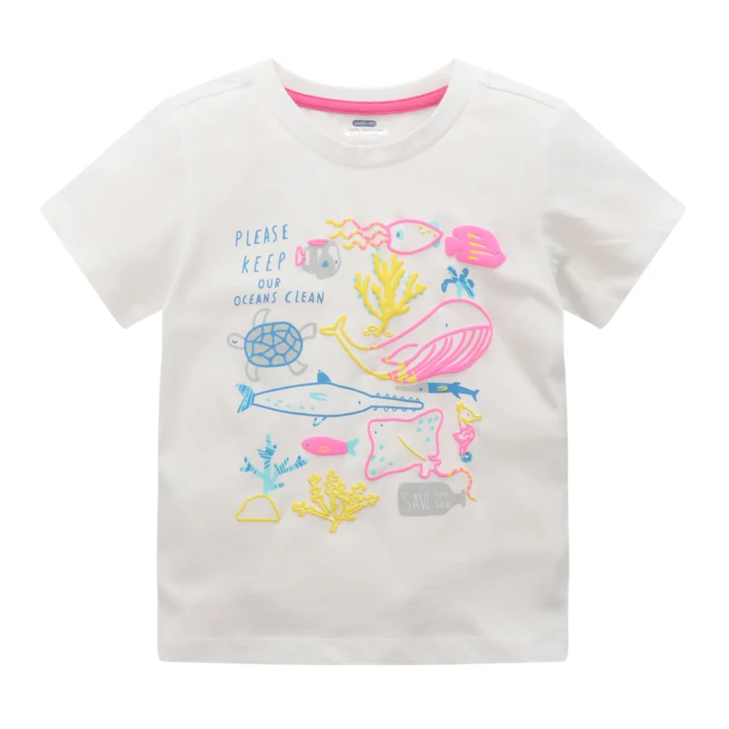 Jumping Meters Modische Sommer-T-Shirts für Mädchen mit Tiermotiven, Babykleidung, kurzärmelige T-Shirts für Kleinkinder und Kinder – Detail 16