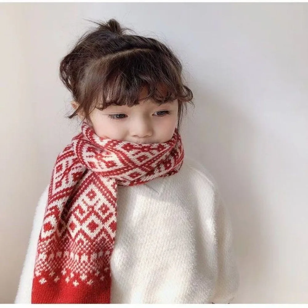 New Windproof Neck Warmer Coldproof Warm Neckerchief Snowflake Knitted Fake Collar 3-12Y