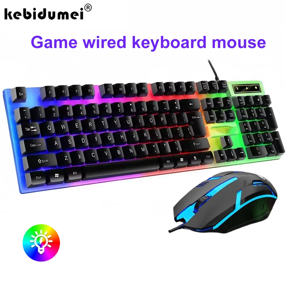 Wired Keyboard And Mouse Set USB Luminous Mechanical Keyboard Mice Set ...