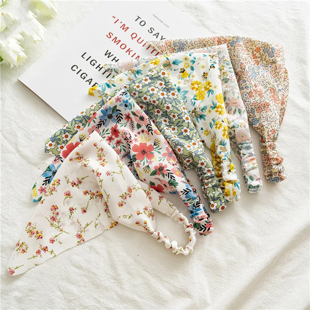 

Sweet Vintage Floral Flower Women Hair Accessories Hair Scarf Turban Headwrap Triangle Bandana