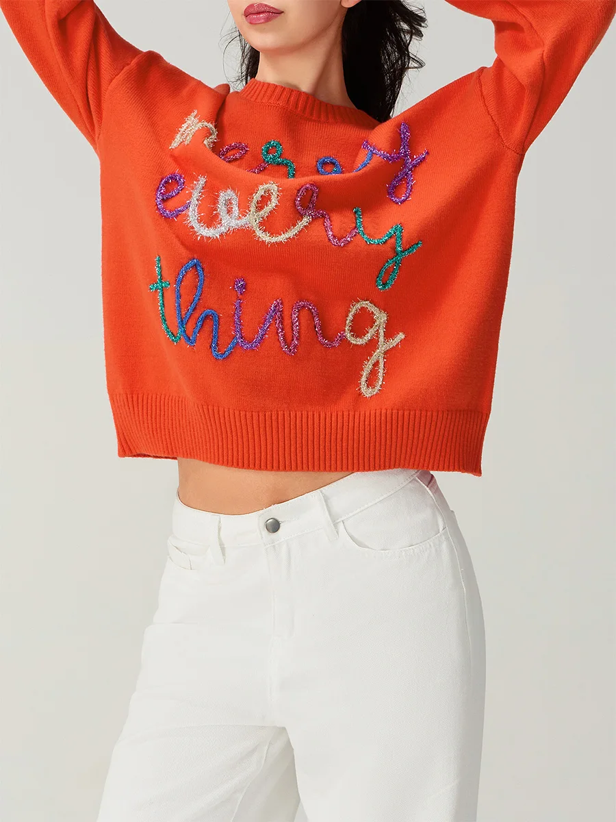 Women s Winter Holiday Striped Sweaters Cozy Knit Pullover Long Sleeve Round Neck Jumper Tops with Snowflake Embroidery