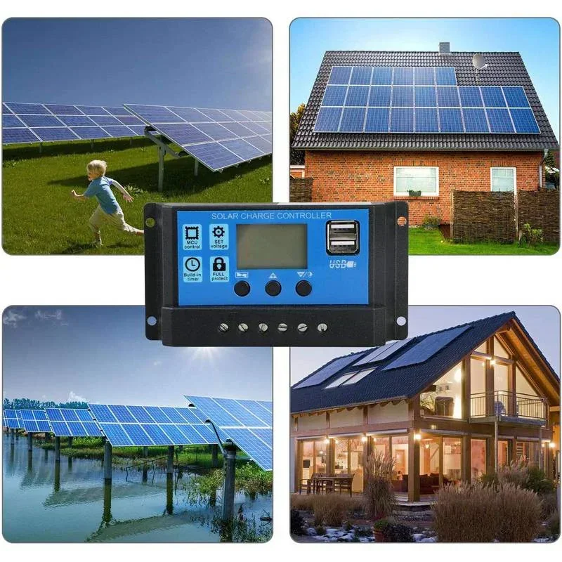 EESBAO 10-100A Automatic Solar Charge Controller with LCD Display & Dual USB Ports - High Efficiency Regulator for Solar Panels