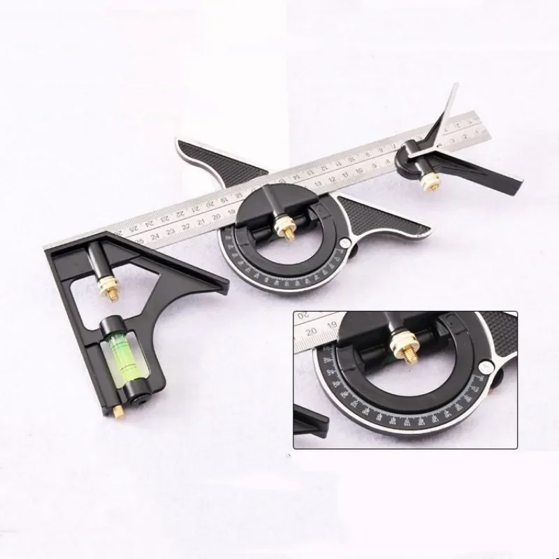 Stainless Steel T Square Angle Ruler Multifunctional Adjustable Sliding Combination Square Ruler Protractor Level Measure Tool 3