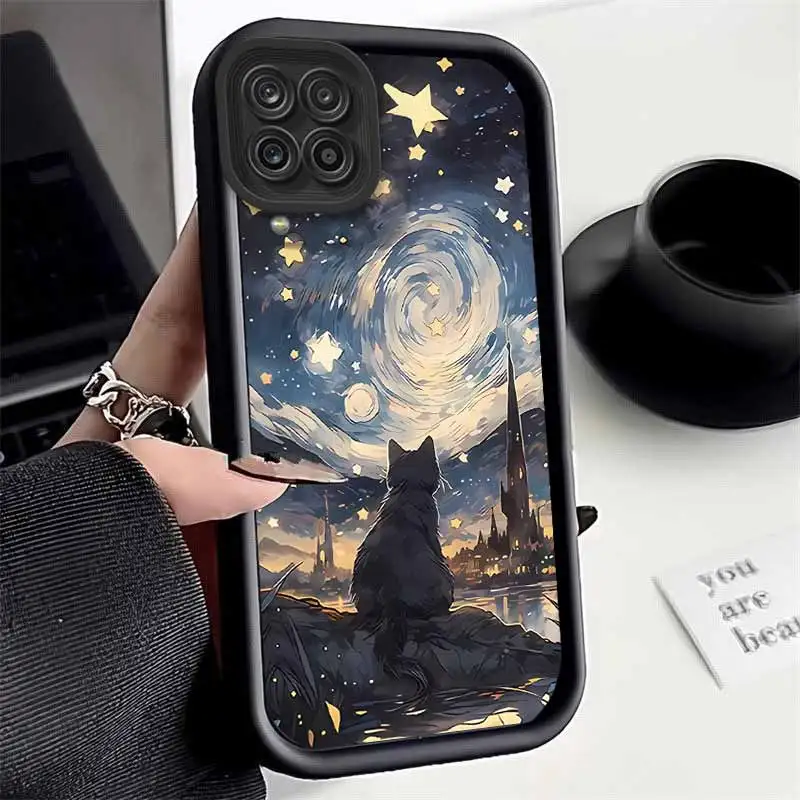 Starry Night Cat Design Sky Eye Phone Case