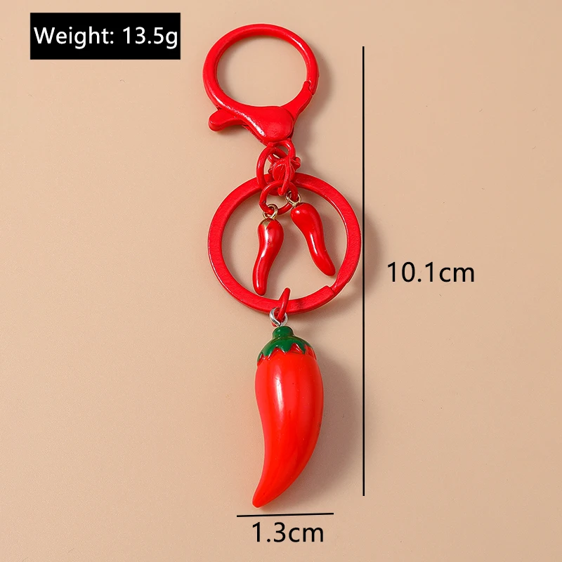 Niedliche Harz Simulation Frucht Kirsche Schlüssel bund Chili Schlüssel ring Anhänger für Frauen Mädchen Handtasche Zubehör DIY Schmuck Geschenk – Detail 2