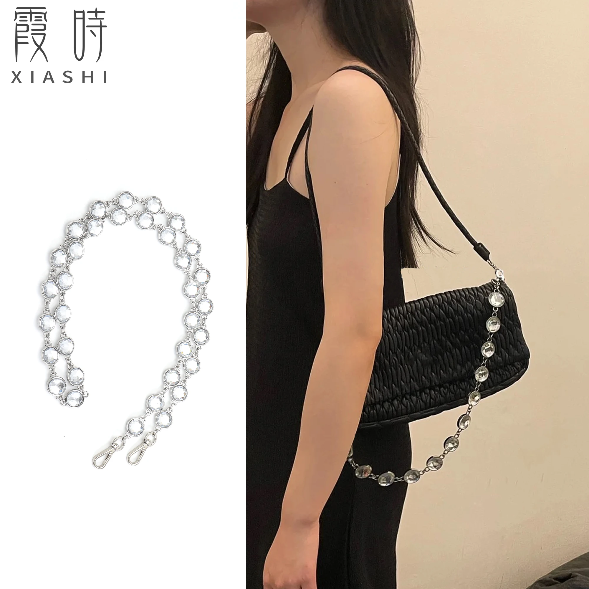 2023 New Summer Diamond Crystal Bag Heavy Duty Aluminum Panel Diamond Chain Underarm Bag Crossbody Shoulder Bag Shiny Small Bag
