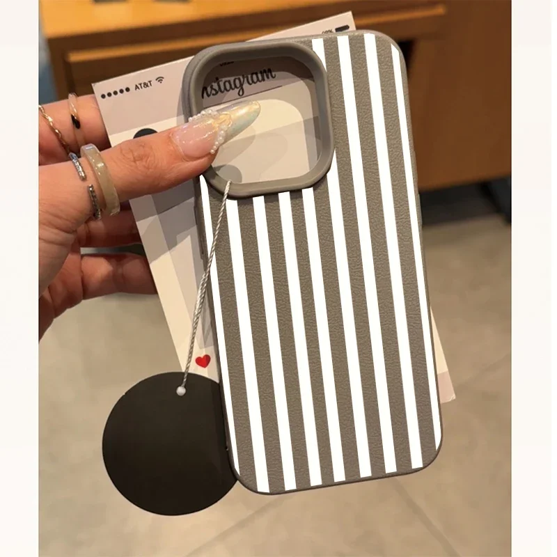 Colorful Lychee Stripe Protective Phone Case