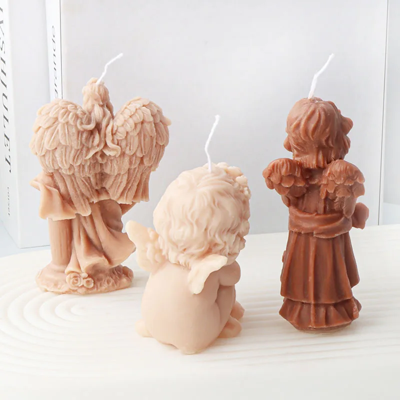 Lot De 3 Moules En Silicone En Forme D'Ange 3D - Pour Résine, Bougies, Savon, Plâtre - Décoration Noël DIY - 3