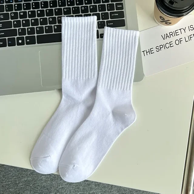 5 Pairs Unisex Women Men Crew Socks High Tube Cotton Socks - Image 2