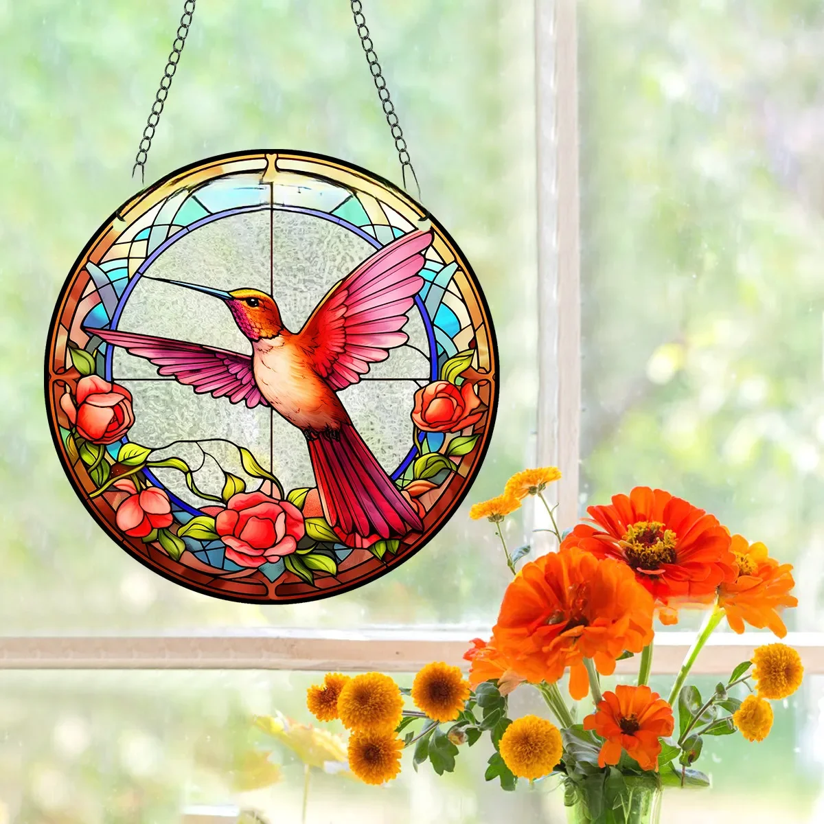 Sunshine Catcher Acrylic Animal Pendant Window Home Decoration Iron Chain Hanging