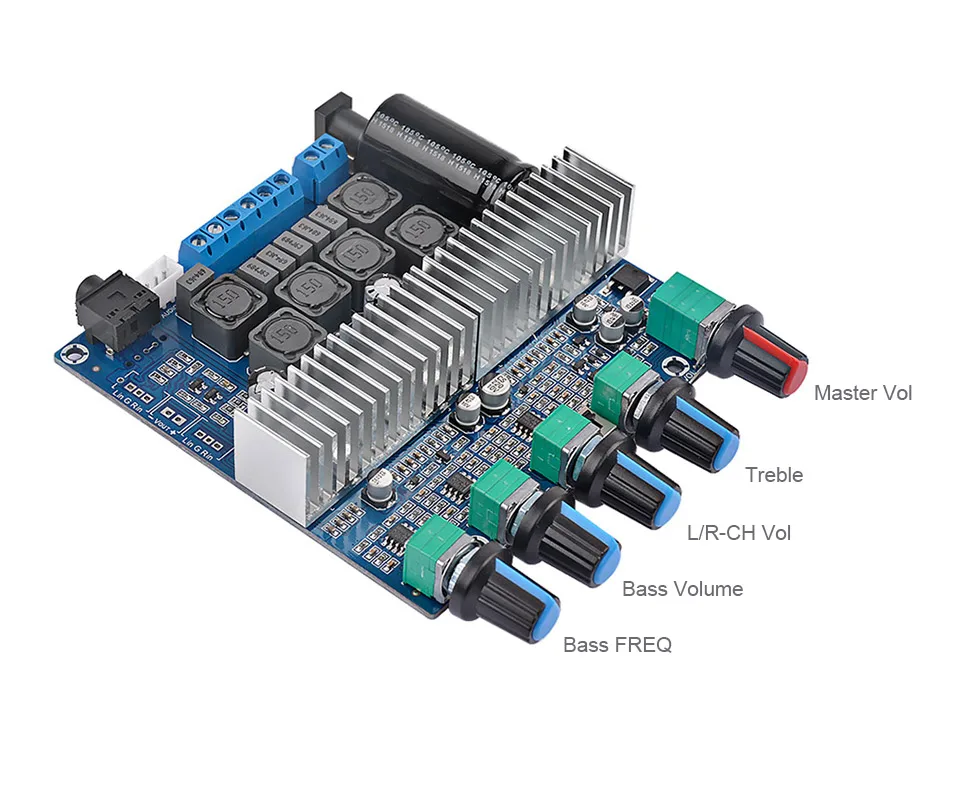de potência Bluetooth USB DAC, TPA3116D2, TPA3116D2, 2.1 HiFi, 2x50W + 100W