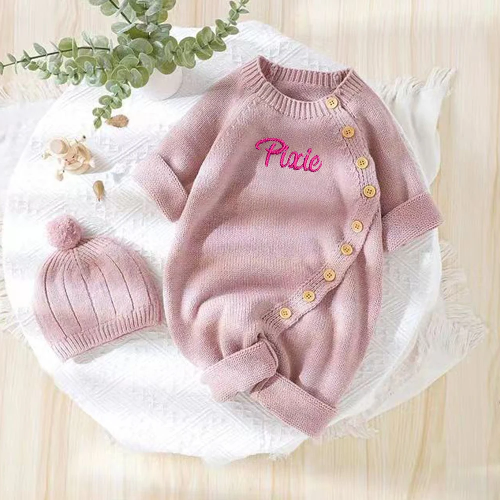 Personalized Name Newborn Infant Baby Boys Girls Bodysuit Embroidery Baby Romper Set Shower Birthday Party Gift Set