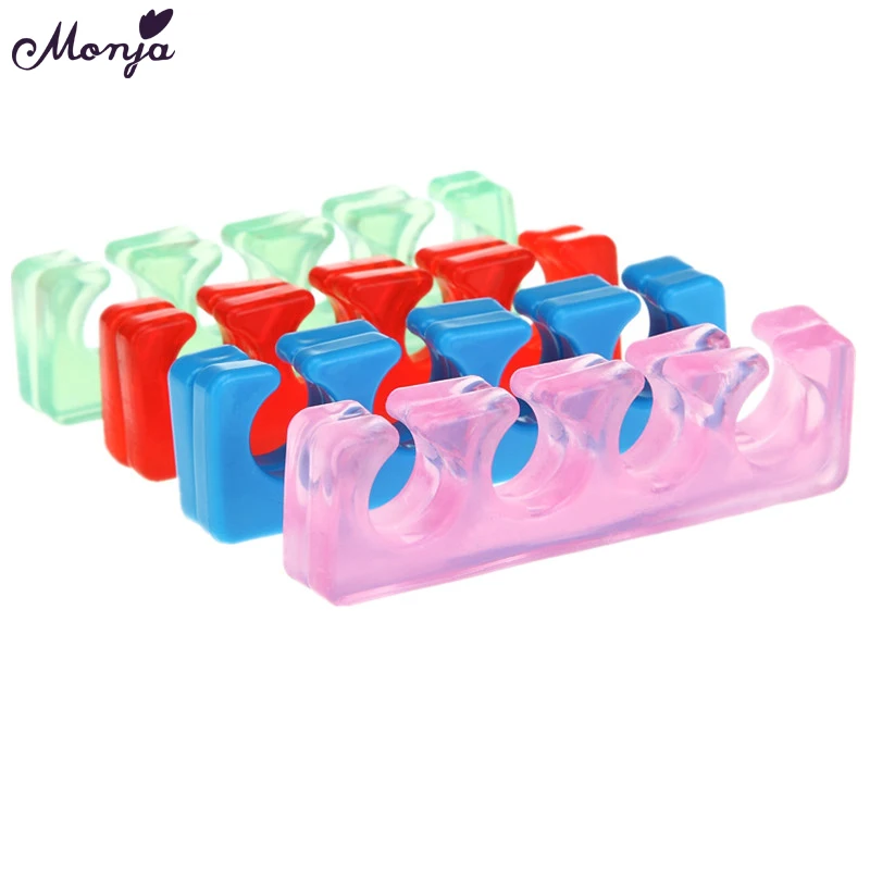 Monja 2 Pcs Nail Art Silicone Finger Toe Separator Nail Polish UV Gel 3D DIY Design Painting Separate Hand Holder Manicure Tool