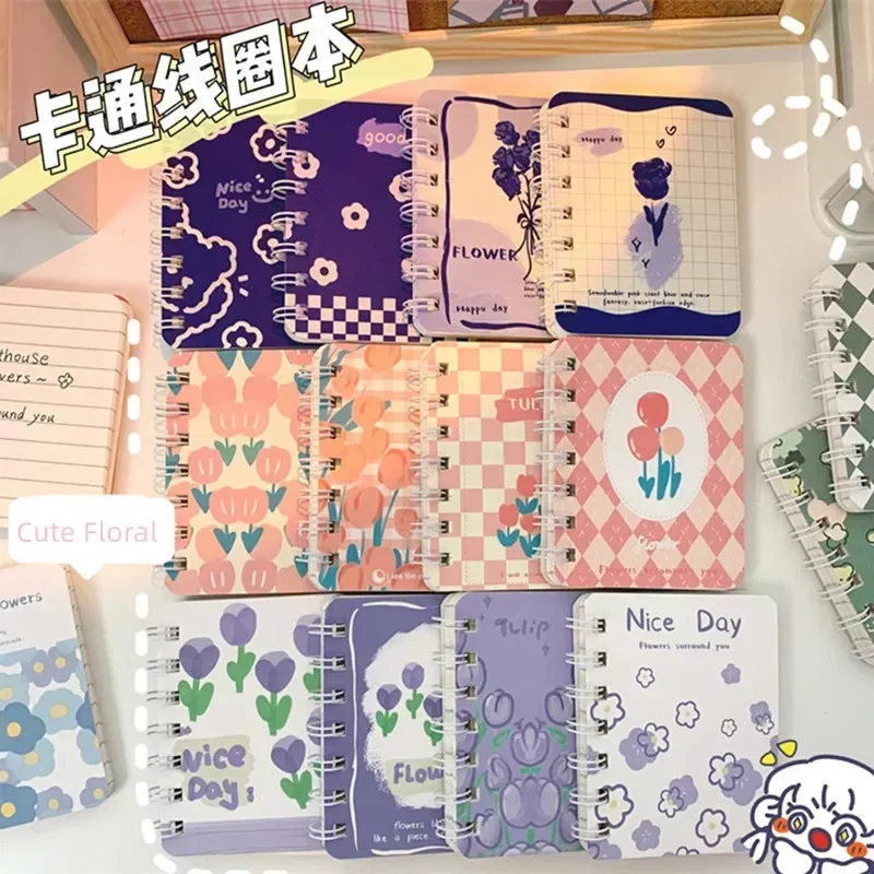 Charming Mini Pocket Notepad with Retro Floral Design - 80-Sheet Kawaii Stationery Journal
