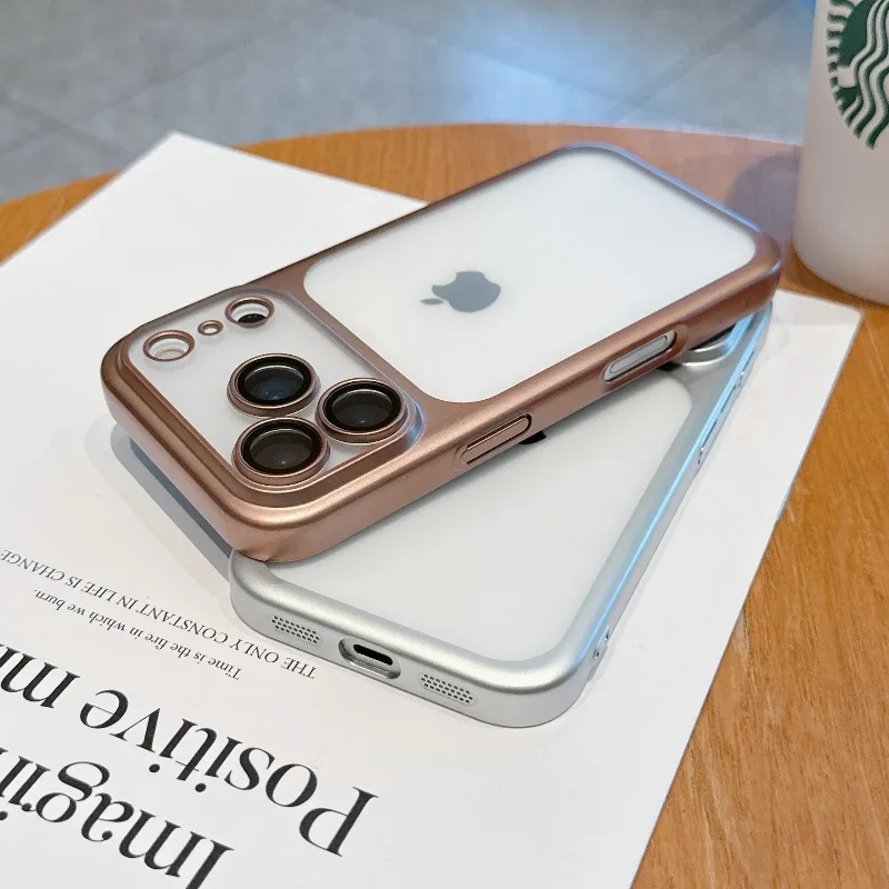 Sleek Transparent Phone Case with Plating Frame and Anti-Fall Protection