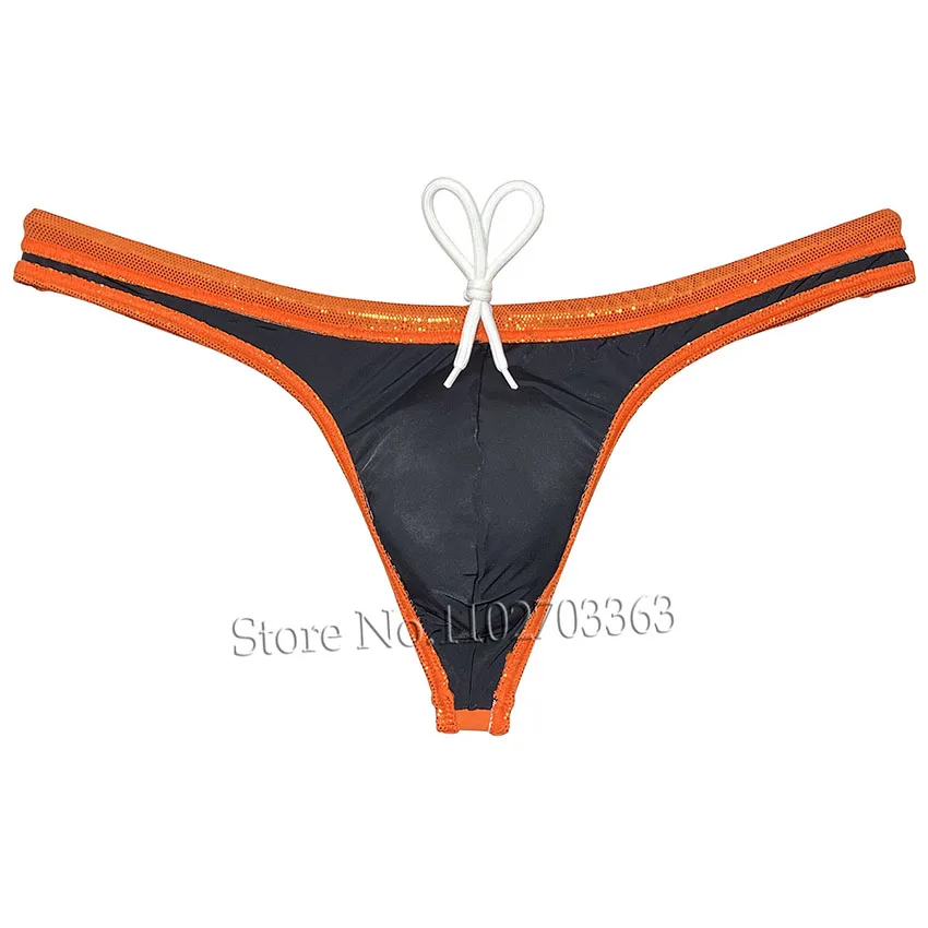 Men Beachwear Swimwear Glossy Swim-Trunks Surf Board Shorts Swim-Thong Bikini Swimsuit Quick Dry Adjustable Drawstring