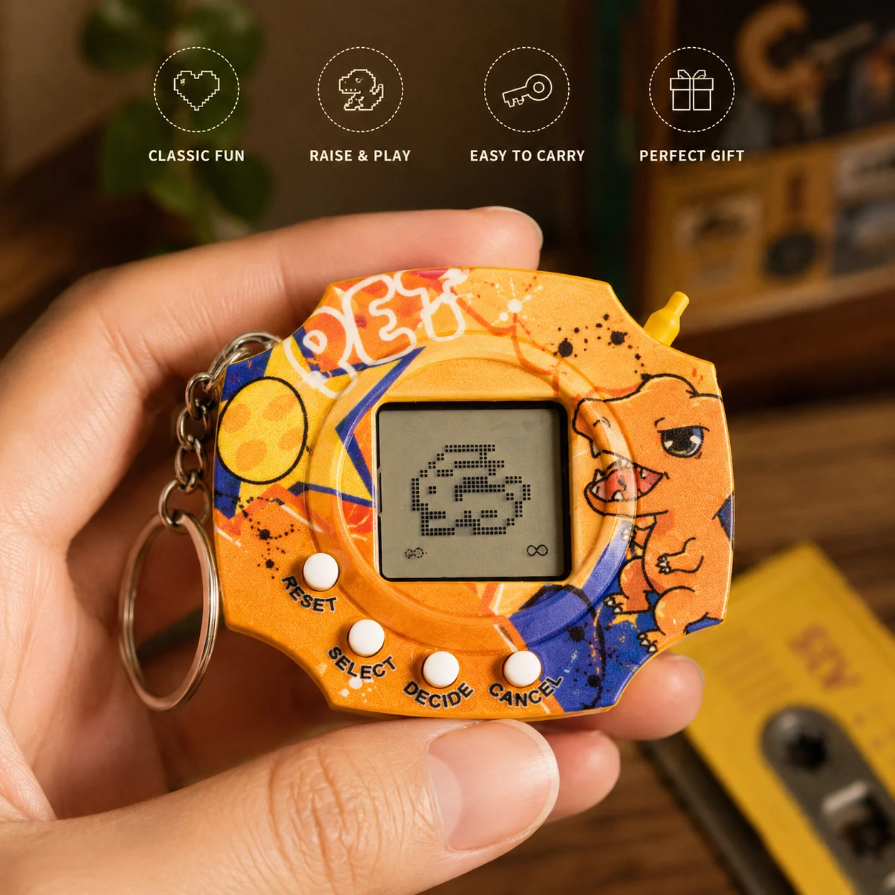 Retro Virtual Dinosaur Pet Keychain Game Console - Fun Pixel Electronic Toy Gift