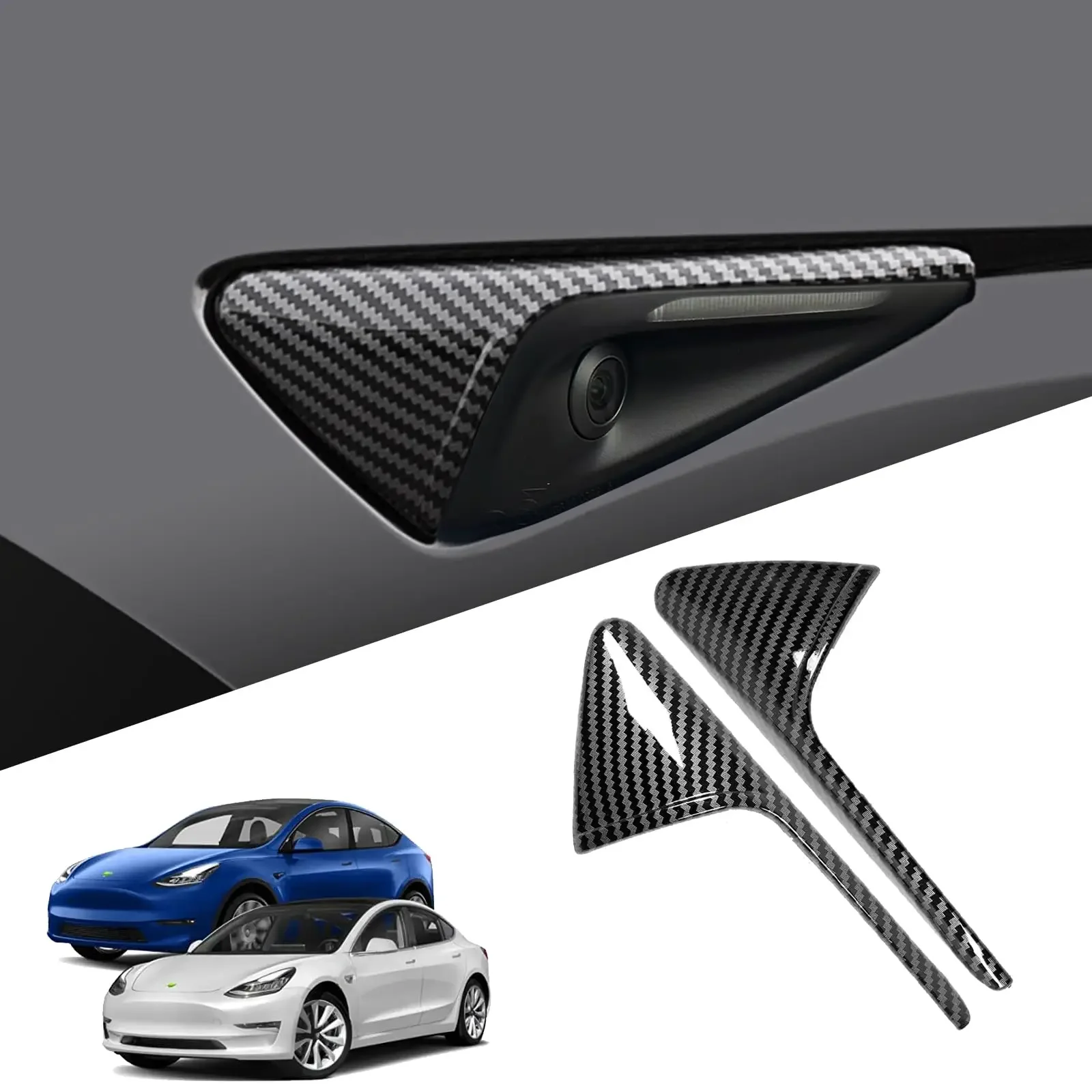 Model Y Rear Camera Protector for Model 3&Y 2017-2022 Side Camera Protection Cover Matte Carbon Fiber ...