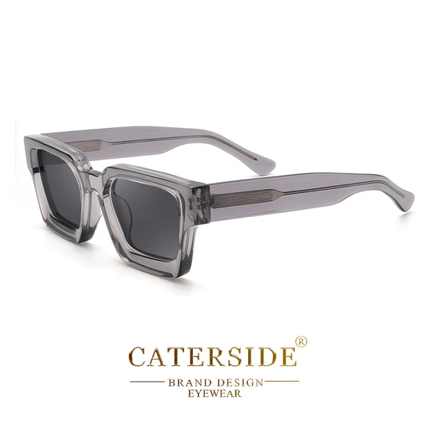 Grandi Occhiali Da Sole Polarizzati Da Uomo Classici Vintage Premium Montatura Quadrata Rettangolare In Acetato Lente Polarizzata Nera Premium Unisex - Foto 12