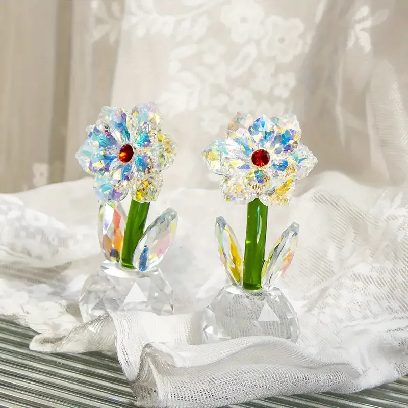 1 pc crystal Sunflower statue, glass floral decoration, romantic Valentine's Day wedding gift, decorative Suncatcher collection