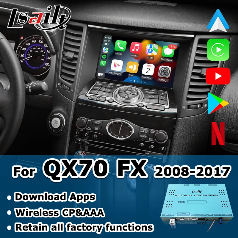 

Lsailt CP AA/Android Interface Box for Infiniti QX70 FX35 FX50 FX37 2008-2017 Video Interface with Waze, yandex
