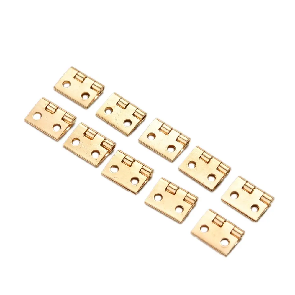10Pc Mini Brass Plated Hinge Small Decorative Jewelry Wooden Box Cabinet Door Hinges with Nails Furniture Accessories
