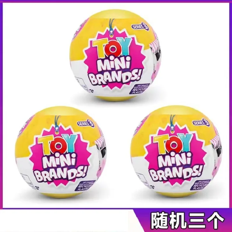 

5 Surprise ball Mini Brands toy yellow series3 Real Miniature Brands Collectible Toy PVC Surprise Egg Gifts