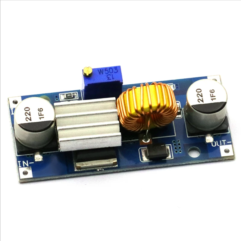 

Регулируемая плата модуля питания Бак-регулятора 4 ~ 38 в, высокая мощность 96%, низкая пульсация 5 А