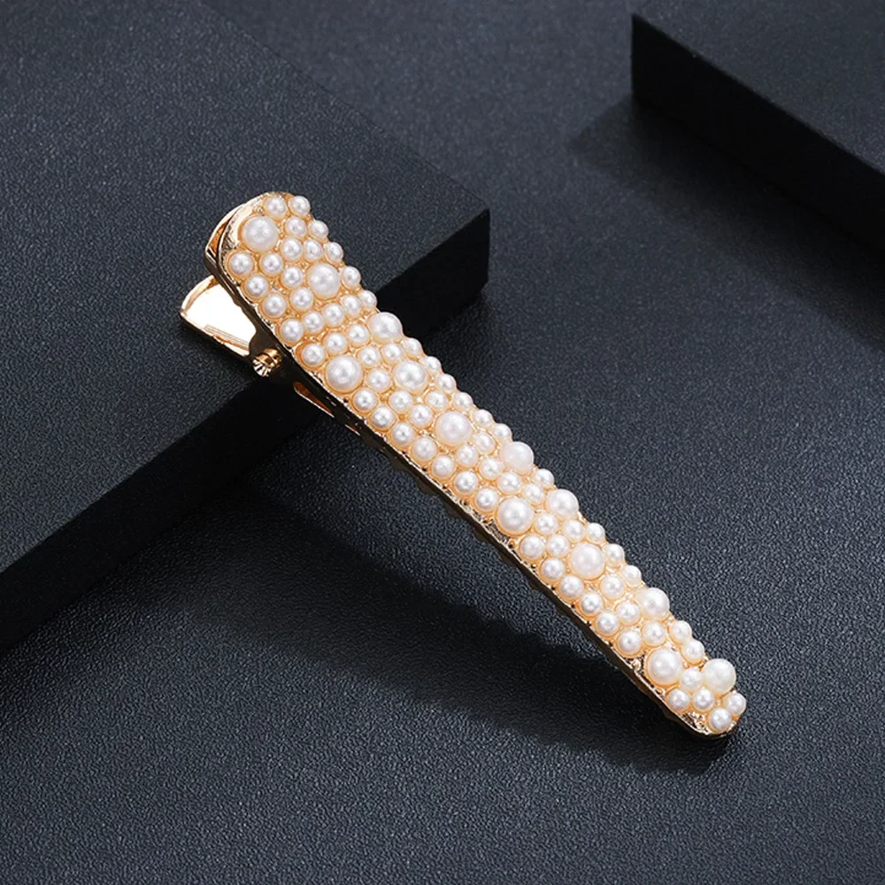 Moda coreana Rhinestone Hair Clips, Pearl Glitter Barrettes