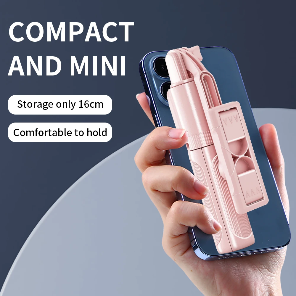 Selfie Stick Wireless Tripod Stand With Bluetooth Compatible Remote Control Foldable Handheld Selfie Stick for Desktop Tripod