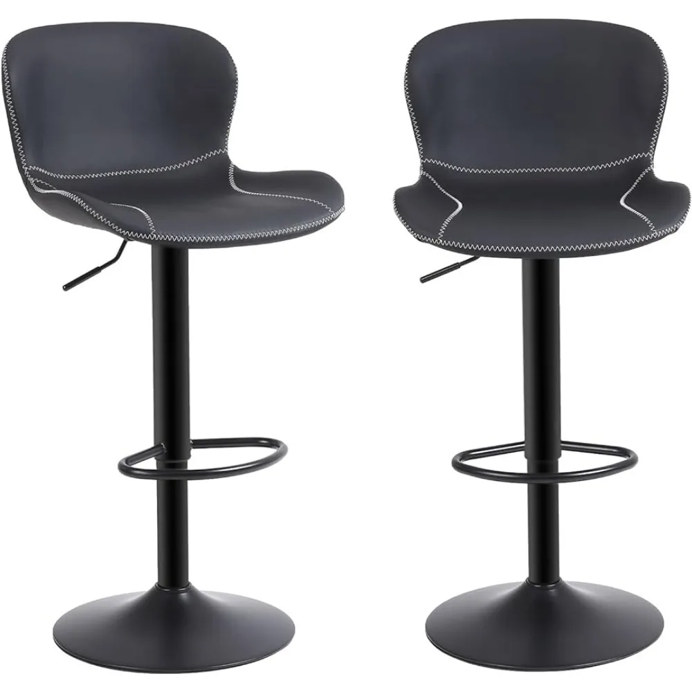 

Youhauchair Bar Stools Set of 2, PU Leather Counter Height Barstools with Back, Swivel Bar Chairs, Armless Kitchen Island Stool