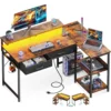 40 Inch L Shaped Gaming Desk with 2 Drawers Storage Shelves Computer Desk with USB Ports Study Writing Table for Bedroom Simple 1