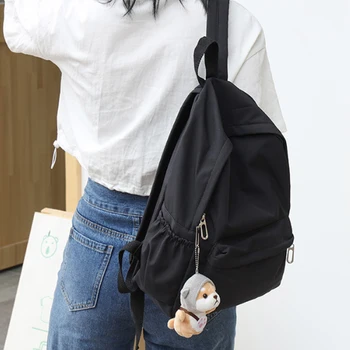 Women's Leisure Backpack Large Capacity Solid Color Simple Fashion College Student Travel Backpack 1