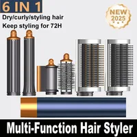 Professional 6 In 1 Hair Dryer Hot Comb Set Curling Iron Hair Straightener Styling Tool For Women 1600W Powerful 1