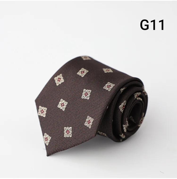 7CM Luxury Men's Formal Business Neckties Professional Polyester Jacquard Brown Navy Neck Ties Wedding Party Suit Accessories