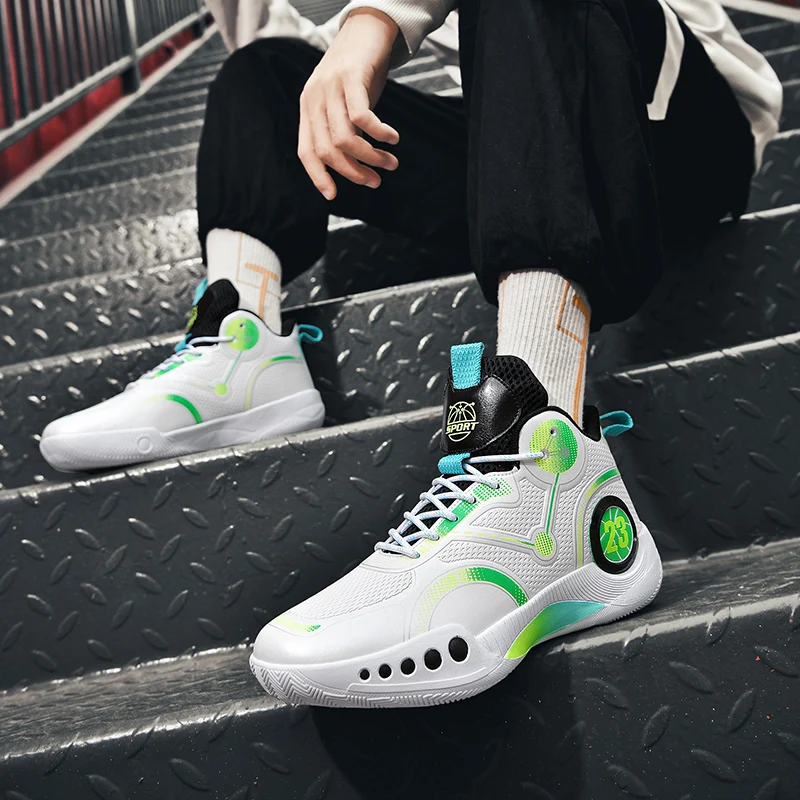 Men's Basketball Shoes Breathable Cushioning Non-Slip Wearable Sports Shoes Gym Training Athletic Basketball Sneakers for Women 6