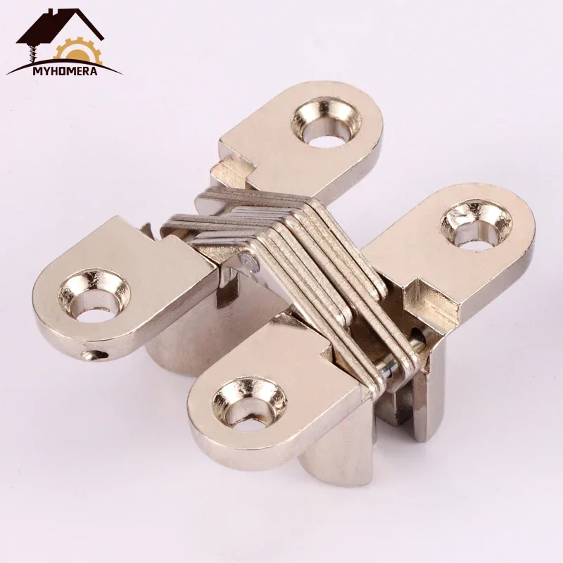 4 Pieces Hidden Hinges 12x42MM Invisible Concealed Barrel Cross Door Hinge