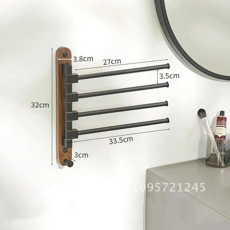 Wall Wood 3/4/5 Swivel Towel Bars Hanger Bathrobe Rack Bathroom Towel Luxury Holder Mounted Rotatable Accessories